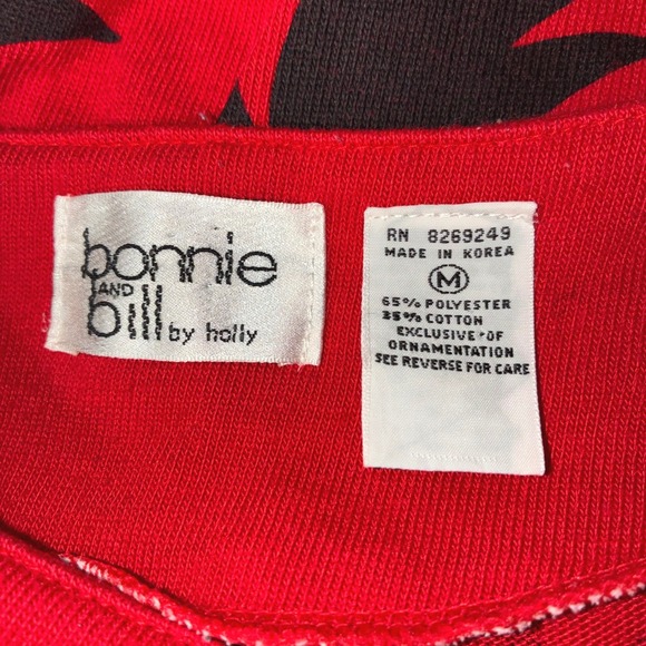 VTG Bonnie and Bill by Holly Red Floral Print Embellishment Shoulder Pad Size M - Picture 3 of 8